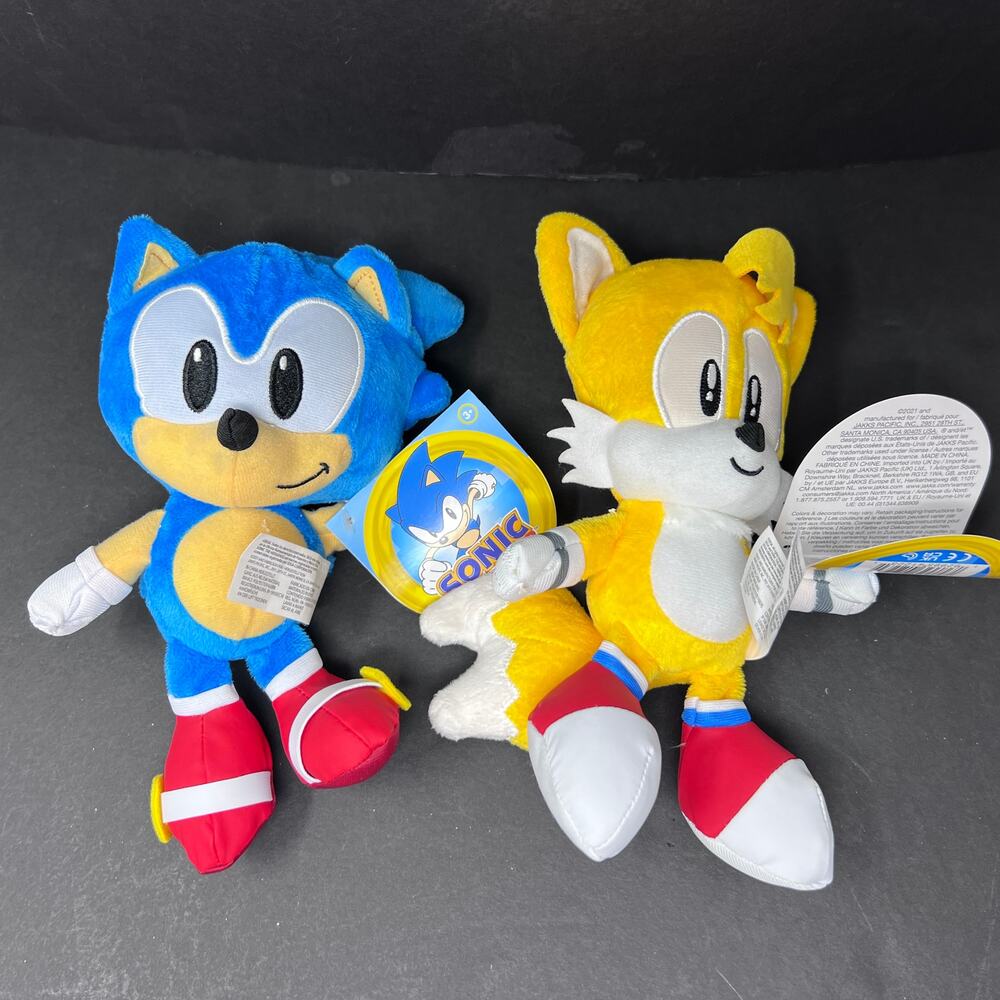 Sonic The Hedgehog‎ Sonic & Tails Plush Set Yellow Blue Jakks Pacific 2021 NWT
